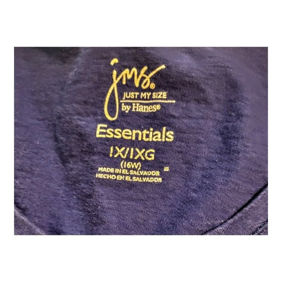 T-Shirt Long Sleeve Women’s Size 1X (16W) Just My Size Essentials Navy Casual - Picture 5 of 6